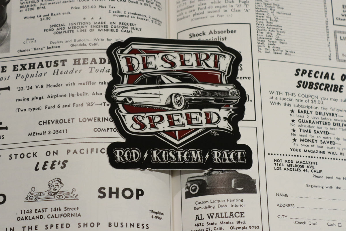 Dean Speed Sticker Desert Speed Rod, Kustom, Race Sticker – DesertSpeed